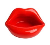 Cuenco de cerámica de labios rojos, plato decorativo estilo arte pop, soporte para caramelos, cenicero, mini maceta, bandeja de baratijas roja brillante en forma de labios para decoración del hogar