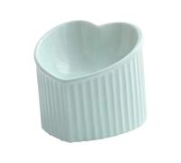 Cuenco de cerámica inclinado para gatos con forma de corazón, antideslizante, lindo para gatos, gatitos, perros pequeños, ancho funcional, 14 cm, comedero hecho a mano para mascotas (verde claro)