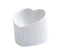 Cuenco de cerámica inclinado para gatos con forma de corazón, antideslizante, lindo para gatos, gatitos, perros pequeños, ancho funcional, 14 cm, comedero hecho a mano para mascotas (blanco)
