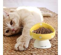 Cuenco de cerámica para gatos, cuencos elevados para gatos, plato elevado inclinado para mascotas anti vómito para gatos de interior, apto para bigotes y cuenco de agua para gatitos, gatos, cachorros