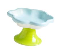 Cuenco de cerámica para gatos de pie alto con diseños en forma de flor para una alimentación cómoda y prevención de derrames, comedero para gatos