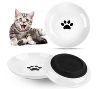 Cuenco de cerámica para gatos, juego de 3, juego de cuencos para gatos, cuenco con base de goma antideslizante, alivia la fatiga del bigote, cuenco de alimentación para gatos y animales pequeños