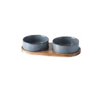 Cuenco de Cerámica para Mascotas con Collar Protector para el Cuello, Bandeja de Madera Anticolisión, Suministros de Alimentación para Mascotas,