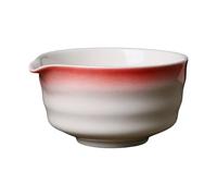 Cuenco de cerámica para matcha con boquilla, 450 ml, hecho a mano para amigos, amantes del té, color rojo, 12,5 x 6,4 cm