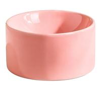 Cuenco de cerámica rosa para mascotas, 300 ml, plato de agua para comida de perro, 5.1 x 2.8 pulgadas / 13 x 7 cm, diseño pesado con borde plano, plato de apertura grande para perros y gatos