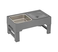 Cuenco de comida para gatitos, para perros grandes, medianos y pequeños, uso doméstico y exterior, color gris, 44 x 26 cm