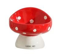 Cuenco de comida para gatos, 200 ml, cuencos elevados de cerámica para mascotas, cuencos para gatos, comedero y bebedero para mascotas, cuenco elevado antivómitos para gatos (rojo)