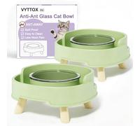 Cuenco de comida para gatos a prueba de hormigas, plato elevado de vidrio para mascotas con soporte profundo antihormigas, sin estrés, cuencos de comida y agua antiderrames, para gatos y perros