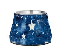 Cuenco de comida para perros de acero inoxidable mejorado con diseño de estrellas y estrellas, color azul real, para perros pequeños, alivio de bigotes
