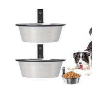 Cuenco de comida para perros - Práctico cuenco para perros montado en la pared | eficaz cuenco de agua para perros, comida para perros, comedero elevado de acero inoxidable con soporte plegable