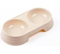 Cuenco de comida y agua para mascotas, cuencos de alimentación dobles, gris pequeño, para gatos y perros pequeños, accesorios portátiles para mascotas (albaricoque)
