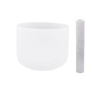 Cuenco de cristal 432 - 440 Hz 8 pulgadas F-Note corazón Chakra de alta pureza de cuarzo mate con suave mazo de piel de animal y anillo de goma para terapia de sonido, meditación, yoga, curación