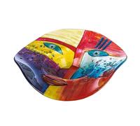 Cuenco de cristal Art Fashion - Cristal - Multicolor - Diseño de cara - Pintado a mano - Ancho 49 cm - Cuenco decorativo