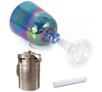 Cuenco de cristal con mango de chakra de cuarzo coloreado con mazo de gamuza y estuche de transporte, cuenco de sonido for meditación de yoga y sanación con sonido(432Hz,6" E)