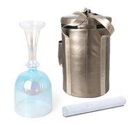 Cuenco de cristal con mango de chakra de cuarzo coloreado for meditación de yoga y sanación con sonido, cuenco de sonido azul degradado con mazo y estuche de transporte(440Hz,6" G)
