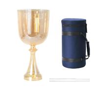 Cuenco de cristal de 432 Hz, cáliz de mano de 7 pulgadas para meditación y alivio de ansiedad, incluye funda de transporte y golpeador acrílico