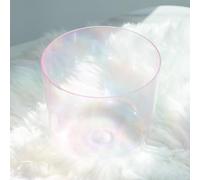 Cuenco de cristal de 432 Hz for meditación de yoga y sanación con sonido, cuenco de sonido de alquimia rosa transparente, cuenco de chakra de cuarzo con percutor de acrílico y junta tórica gratis(With