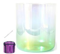 Cuenco De Cristal De 7 Pulgadas Y 432 Hz For Curación Con Sonido, Meditación, Oración Y Reducción Del Estrés, Con Percutor Y Junta Tórica, Estuches De Transporte Resistentes(Green,G Note)