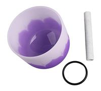 Cuenco de Cristal de 8 Pulgadas, Cuenco Esmerilado de Cuarzo para Chakras del Corazn, de Sonido de Mediacin Curativa Ideal para Yoga y Budismo (Nota B prpura