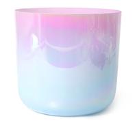 Cuenco de cristal de alquimia for el chakra del plexo solar, nota E, 432 Hz, 8 pulgadas, for meditación de yoga y sanación con sonido, cuenco de sonido de cuarzo de colores con percutor de acrílico y