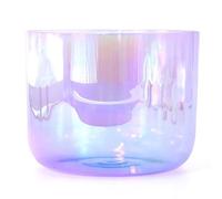 Cuenco de cristal de alquimia, para meditación de yoga y curación de sonido, cuenco de cuarzo para chakras con golpeador acrílico y junta tórica, morado transparente (color: nota F de 8 pulgadas,