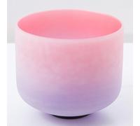 Cuenco de cristal de chakra del plexo solar de 8 pulgadas con mazo de goma y junta tórica, cuenco de sonido de cuarzo esmerilado de colores for baño de sonido de meditación de yoga(432Hz)