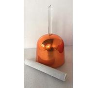 Cuenco de cristal de color naranja oscuro con mango de cristal para cantar, perfecto chakra sacro D Nota para terapia de sonido 432Hz estándar, 1 unidad