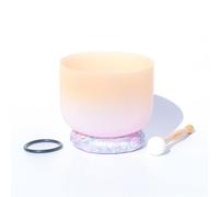 Cuenco de cristal de cuarzo esmerilado con nota D, cuenco de música de Buda con golpeador y junta tórica para curación de sonido, meditación, liberación de presión, adornos (10 pulgadas)
