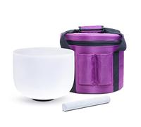 Cuenco de cristal de cuarzo esmerilado de 11.0 in for meditación de yoga, cuenco de cristal con mazo de junta tórica y estuche de transporte, cuenco de sonido puro(Color:432Hz,Size:E NOTE)