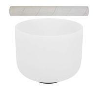 Cuenco de Cristal de Cuarzo Esmerilado de 8 Pulgadas, Nota Pura B, Cuenco de Sonido de Meditación Curativa para Decoración de SPA, 3 Colores Disponibles (WHITE)