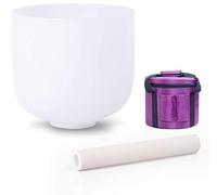Cuenco de cristal de cuarzo esmerilado de 9.0 in for meditación de yoga, cuenco de cristal con mazo de junta tórica y estuche de transporte, cuenco de sonido puro(Color:432Hz,Size:C NOTE)