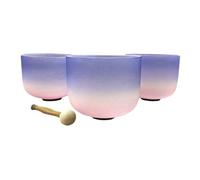 cuenco de cristal de cuarzo Juego de 3 cuencos curativos con sonido Color degradado 8 pulgadas, cristal for baño sonoro para cantar chakras para sanación del sonido