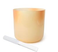 Cuenco de cristal degradado naranja y amarillo de 7 pulgadas, cuenco de sonido de alquimia para yoga, meditación, curación de sonido, incluye golpeador y junta tórica de 440 Hz