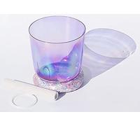 Cuenco de cristal for cantar chakras del corazón con nota F de 8 pulgadas, cuenco de alquimia con estuche de transporte, mazo de gamuza y junta tórica, cuenco de sonido for meditación de yoga y sanaci