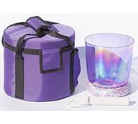 Cuenco de cristal for cantar chakras del corazón con nota F de 8 pulgadas, cuenco de alquimia con estuche de transporte, mazo de gamuza y junta tórica, cuenco de sonido for meditación de yoga y sanaci