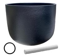 Cuenco de cristal negro, instrumento de curación de sonido de 440 Hz, cuenco de baño de terapia de meditación, palo de gamuza + junta tórica (color: E Note Solar Plexus, tamaño: 10 pulgadas)