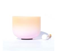 Cuenco de cristal para cantar con notas D de cuarzo esmerilado, cuenco tibetano, cuenco de música de Buda con golpeador para curación de sonido, adornos de presión para liberación de meditación (12