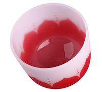 Cuenco de Cristal para Cantar, Cuenco para Cantar con Diseo de Flores de Color Resistente Al Desgaste de Cuarzo con Anillo de Goma para Meditacin (Nota C roja