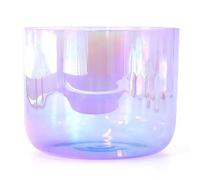 Cuenco de cristal para yoga, meditación y curación de sonido, cuenco de cuarzo para chakras con golpeador acrílico y junta tórica, morado transparente (nota C de 7 pulgadas, 432 Hz)