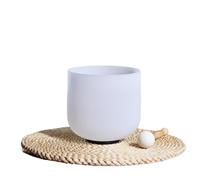 Cuenco de Cristal Sonoro Cuenco tibetano de cristal cuarzo esmerilado blanco con nota 8 pulgadas, 440/432Hz, for meditación curativa sonido mazo(440Hz Note F)