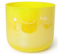 Cuenco de cristal transparente con mazo de gamuza y junta tórica, chakra del plexo solar, cuenco de sonido de cuarzo de color amarillo, 440 Hz, 6 pulgadas, for meditación de yoga y baño de sonido