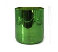 Cuenco de cristal verde de alquimia de 7 pulgadas para baños de sonido, yoga, meditación y curación de sonido, incluye golpeador y anillo tórico (432 Hz)