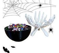 Cuenco de dulces de Halloween - Tazón seguro de manos de esqueleto espeluznantes decoraciones de Halloween | Figura de calavera espeluznante para fiestas, dulces, decoraciones y bolas