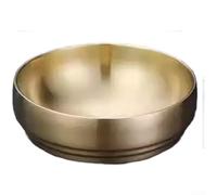 Cuenco de fideos aislado de doble capa premium hecho de acero inoxidable grueso con base antideslizante para un manejo seguro de comidas calientes, dorado, 20,8 cm (dorado 21 cm)