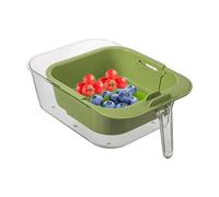 Cuenco de Frutas con Colador, Recipiente Telescópico de Doble Capa, Cuenco Colador Con Mango Para Lavar, Para Uso en el Hogar la Cocina y el Salón para Merienda Verduras Bayas Tomate y Fresa