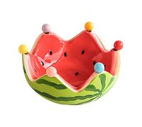 Cuenco de frutas con forma de sandía, cuenco de ensalada de cerámica con 6 tenedores de acero inoxidable, utensilios de cocina para restaurante, cafetería, bar, club, boda