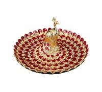 Cuenco de frutas de metal en relieve artístico de pavos reales, resistente al óxido, 20 cm, bandeja decorativa para fiestas y exhibición en el hogar, elegante plato de servir para fiestas