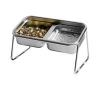 Cuenco de gato elevado - Cuenco de alimentación para gatos - 19 cm de alto | Plato para mascotas de acero inoxidable con una altura de 11 cm para una mejor digestión de diseño fácil