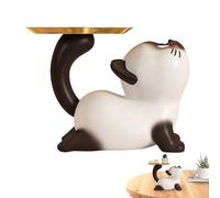 Cuenco de genérico | Escultura de gato con bandeja de almacenamiento, cuenco decorativo de resina, para caramelos, decoración de casa, entrada, mesa estante
