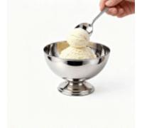Cuenco de helado de acero inoxidable grueso, reutilizable, con patas plateadas, para postre, yogur (220 ml, plateado)